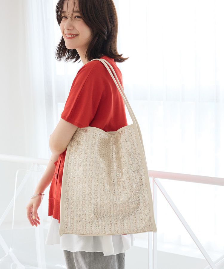 armonia「andmikkaパイピング箔雑材トートバック」|トートバッグ|Silver