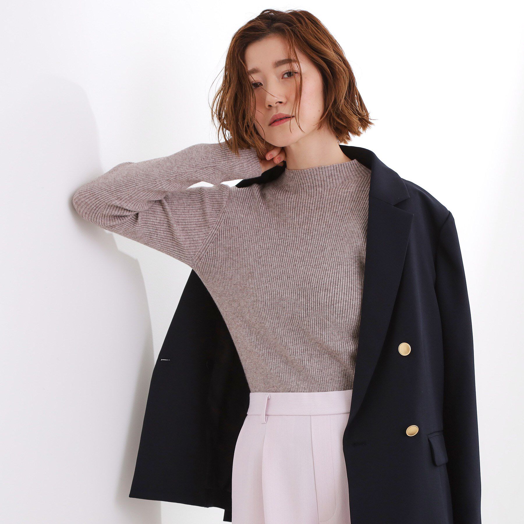 grove「ベーシックリブニットプルオーバー」|ニット・セーター|