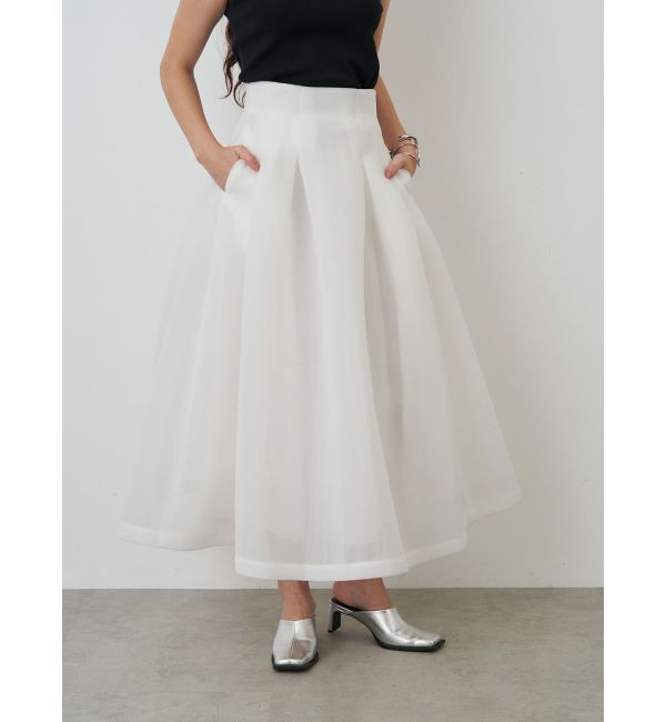 メッシュボンディングフレア―ドスカート　ELENDEEK ホワイト　02 MESH BONDING FLARED SK（ELENDEEK）｜ルミネのファッション通販