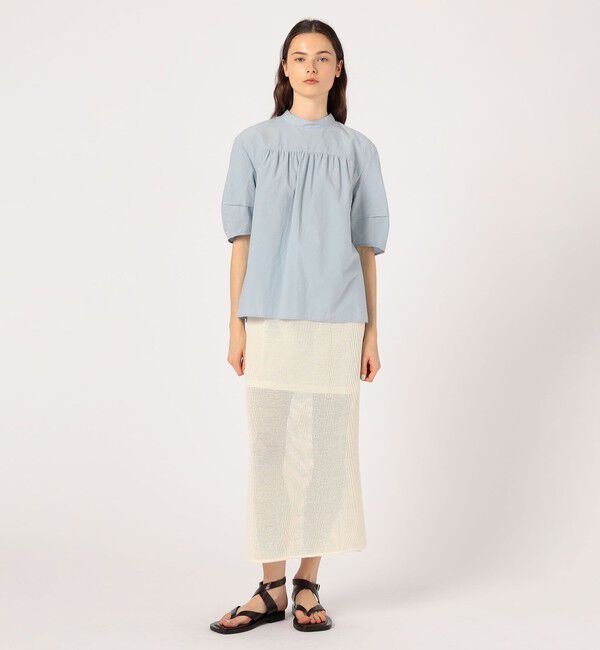 MACPHEE「メッシュコットン Iラインミディスカート」|タイト|