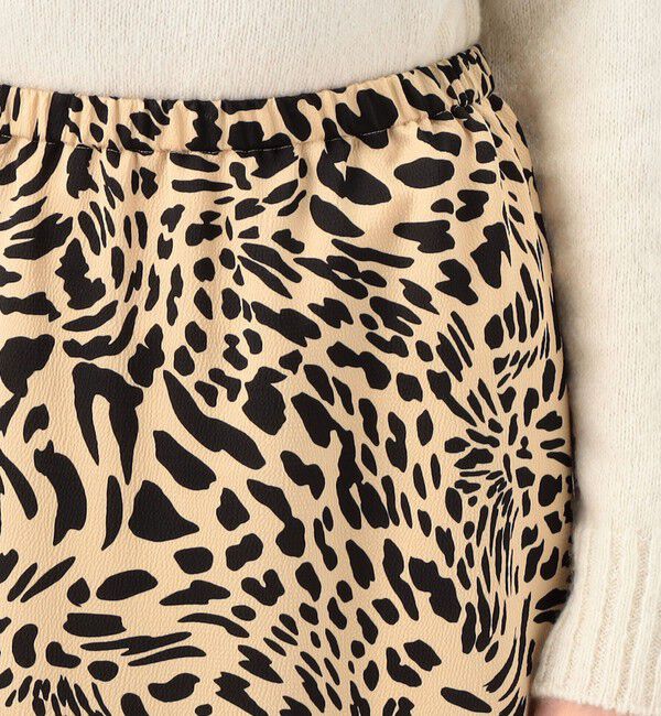 MACPHEE「レオパードプリント アシンメトリーギャザースカート」|フレア|