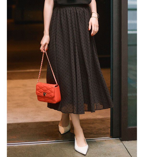 23区「【一部店舗限定/洗える】クレープドットフロッキー スカート」|スカート|ﾀﾞｰｸﾌﾞ