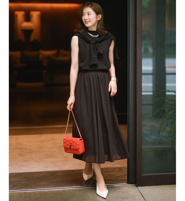 23区「【一部店舗限定/洗える】クレープドットフロッキー スカート」|スカート|