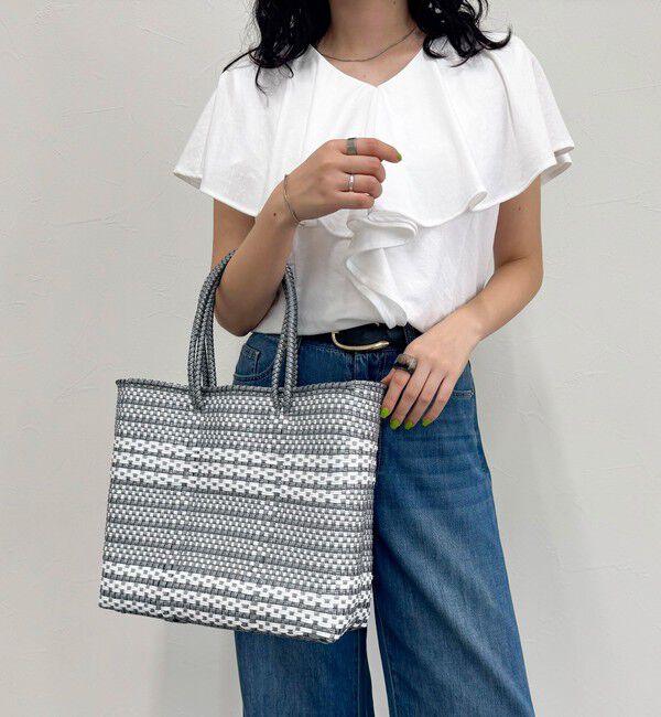 fredy emue「【MoonBird /ムーンバード】柄編みメルカドバッグ M」|かごバッグ|