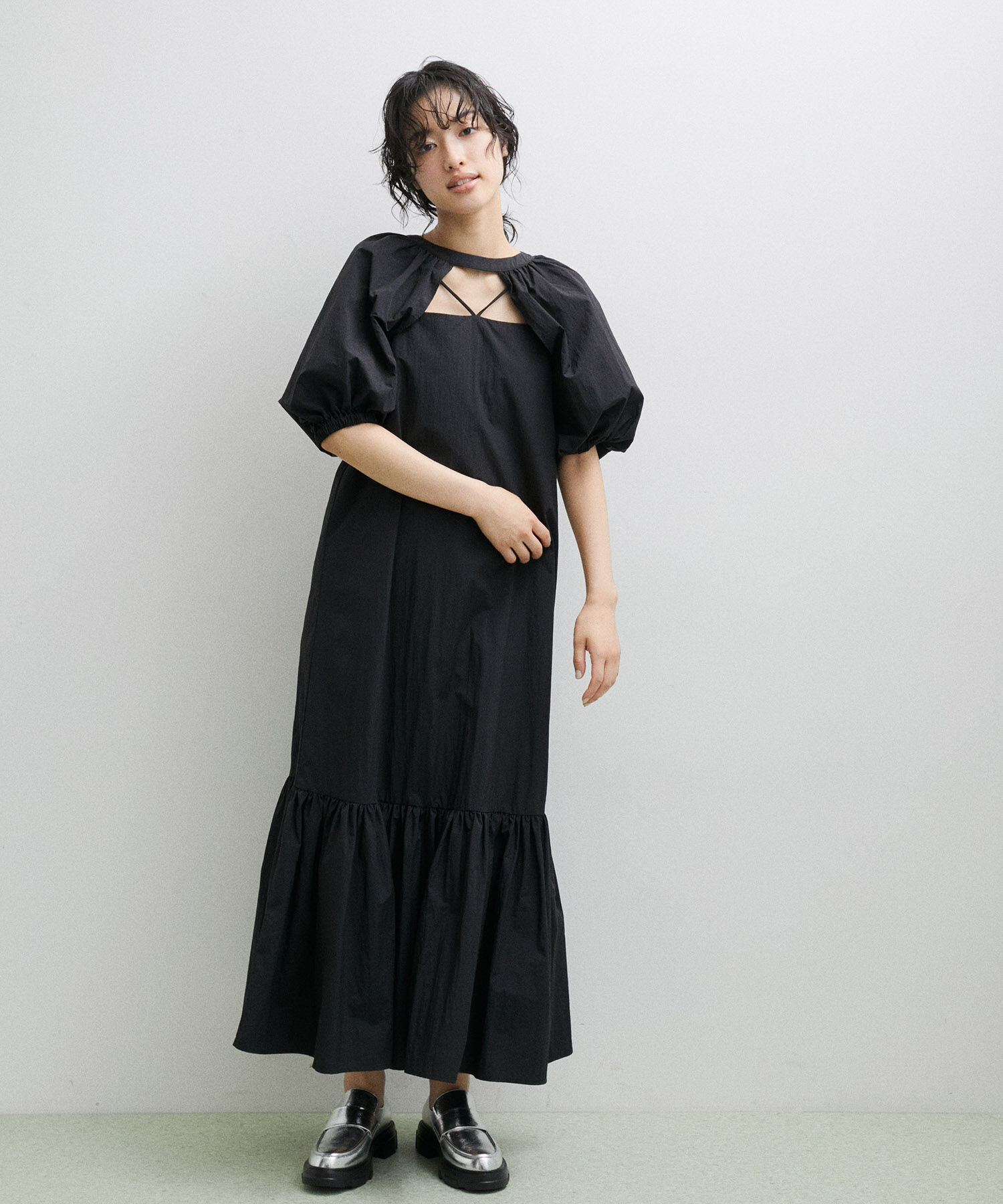 ADAM ET ROPE'「〈SETアイテム〉ボレロスリーブセットキャミワンピース」|ワンピース|