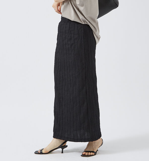 Rouge vif「カットジャガードタイトスリットスカート」|スカート|ブラック