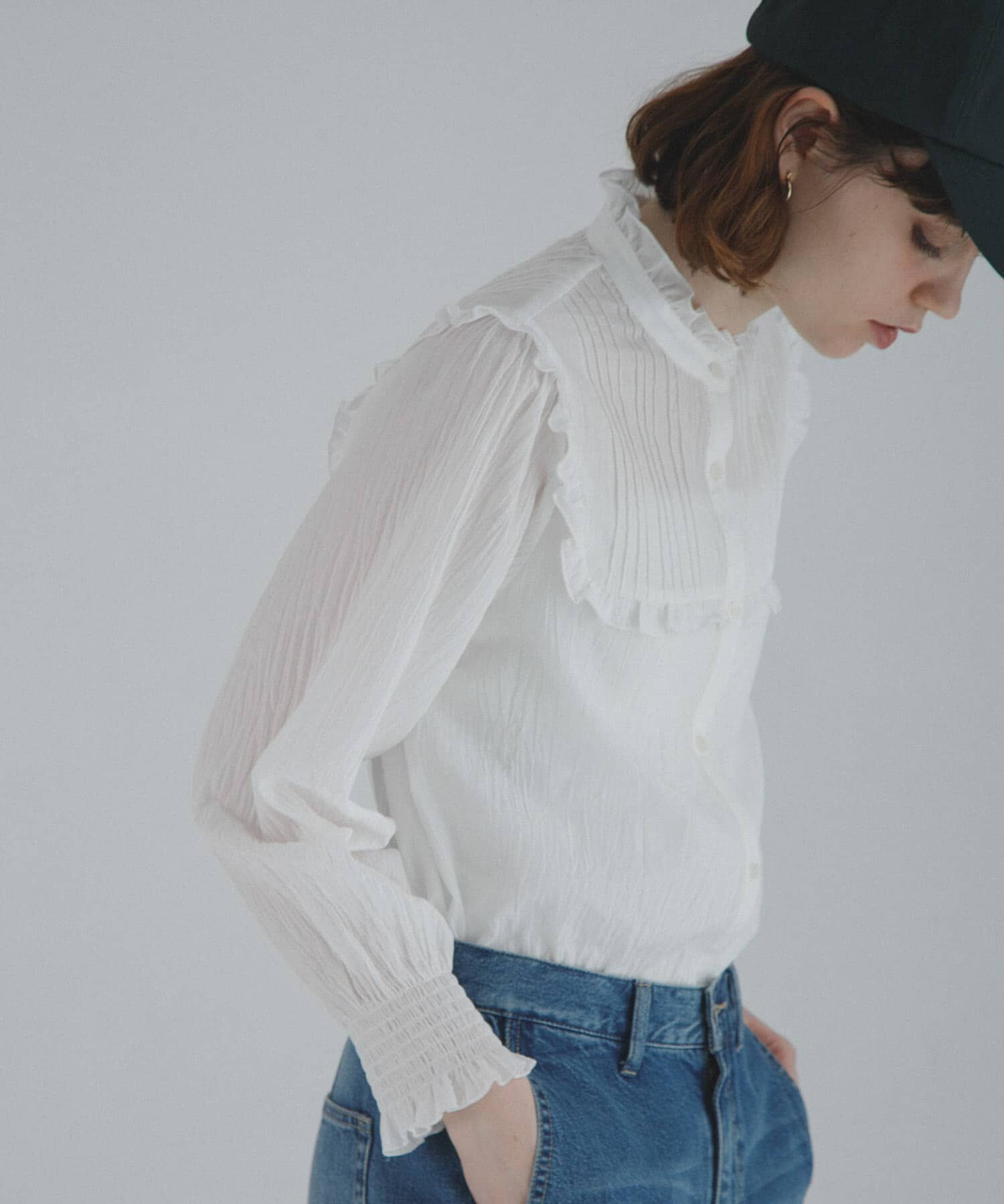 Sonny Label 「『WEB限定』スタンドカラーピンタックフリルシャツ」|シャツ・ブラウス|