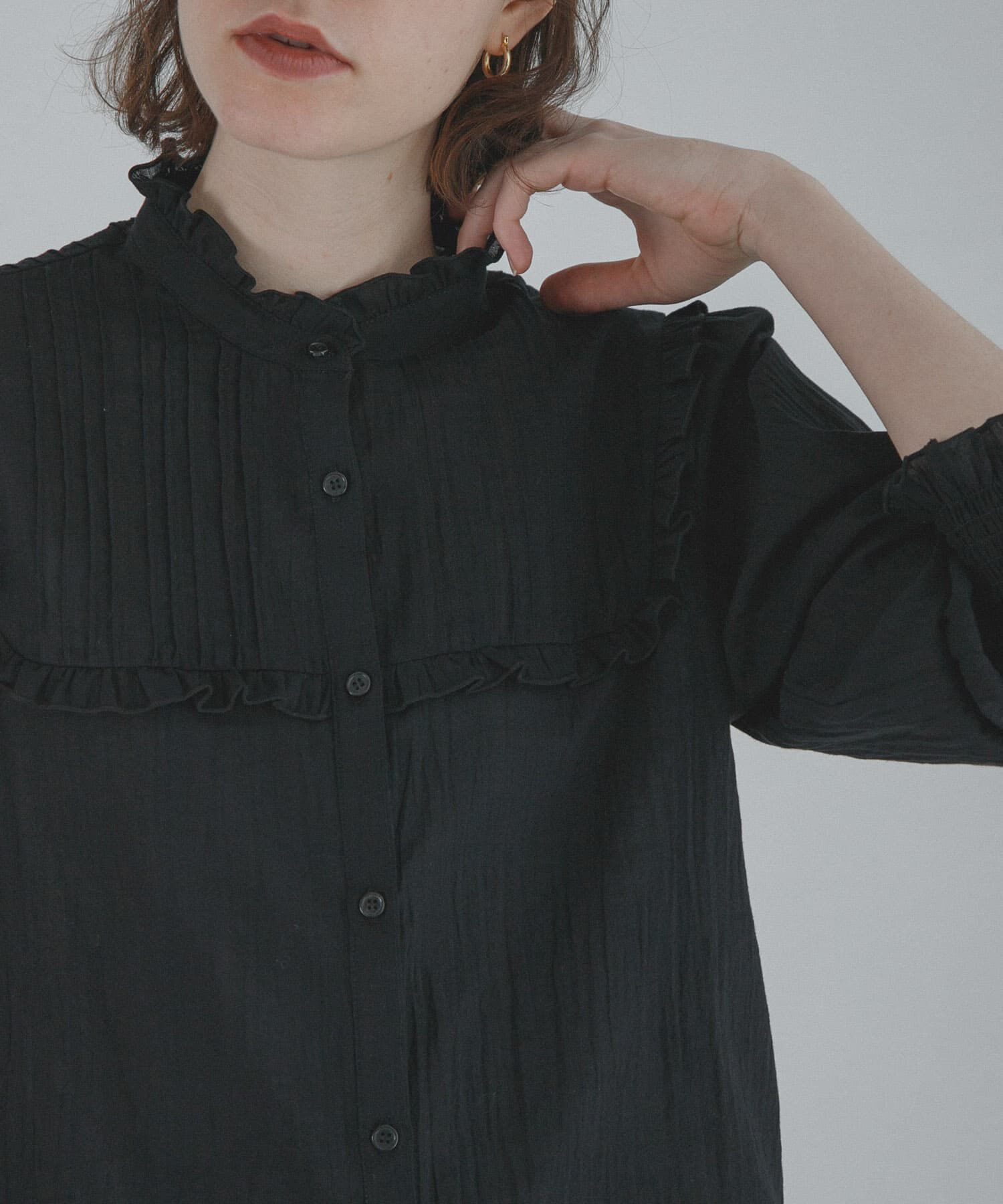 Sonny Label 「『WEB限定』スタンドカラーピンタックフリルシャツ」|シャツ・ブラウス|