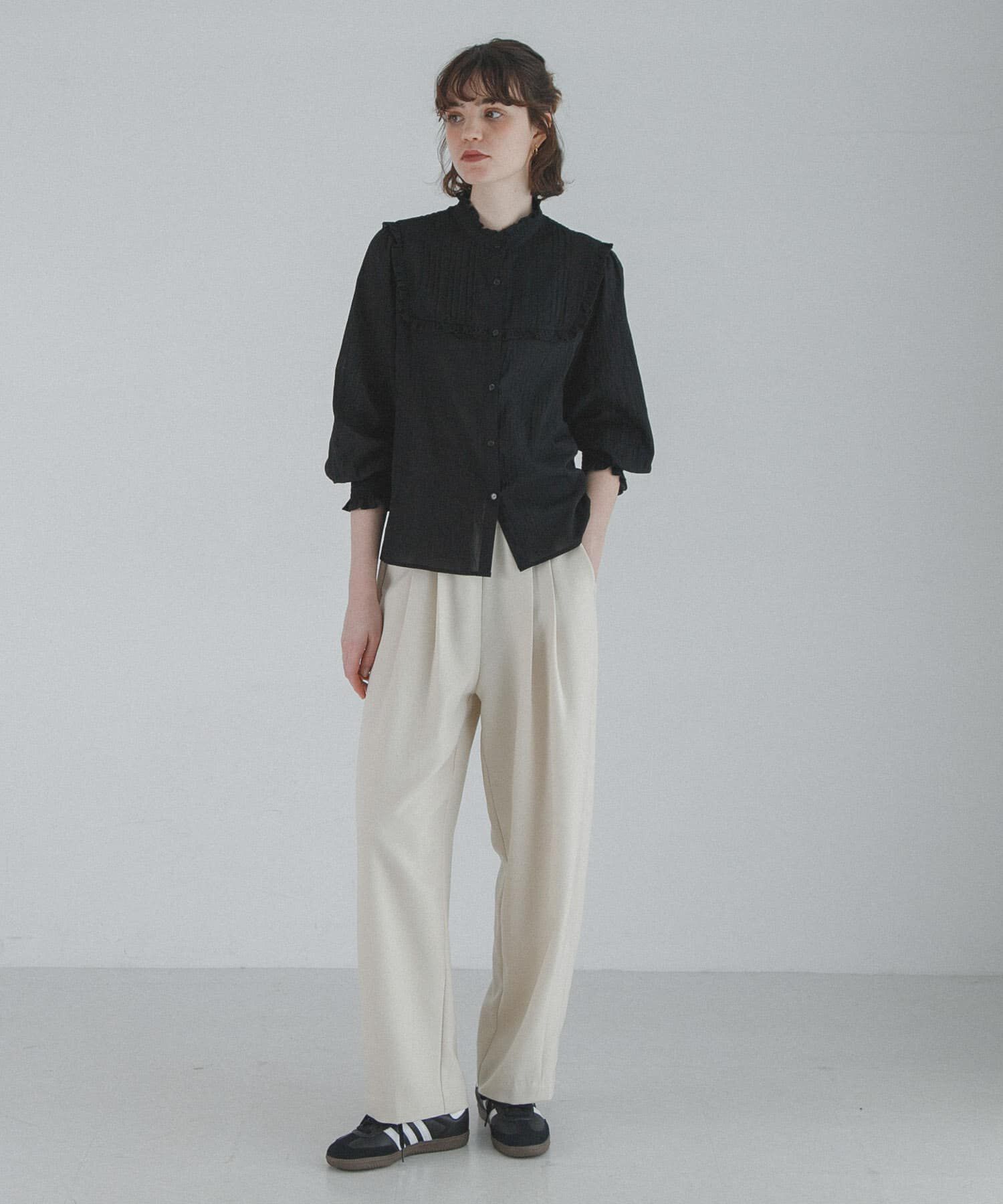 Sonny Label 「『WEB限定』スタンドカラーピンタックフリルシャツ」|シャツ・ブラウス|