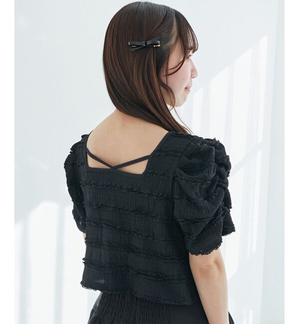  「前後2wayカットレースフリルカーデ」|カーディガン|