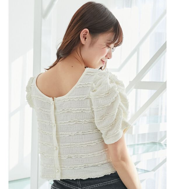  「前後2wayカットレースフリルカーデ」|カーディガン|