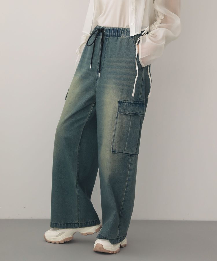 Green Parks「EGOISTブリーチデニムカーゴパンツ」|デニム|