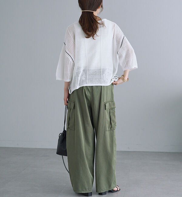  「配色透かし編みプルオーバー」|ニット・セーター|