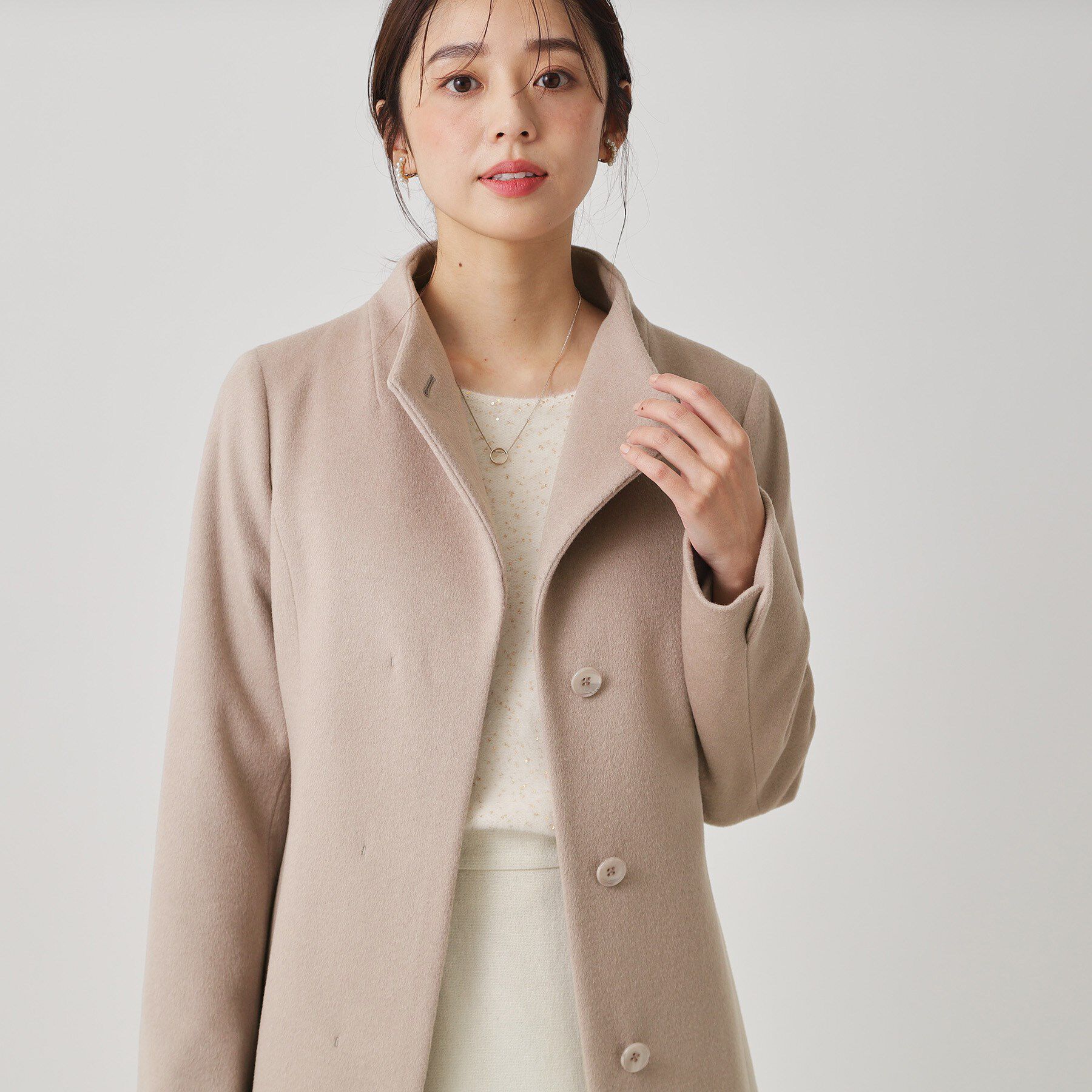 COUP DE CHANCE「【カシミヤ混／日本製】Iラインスタンドウィングカラーコート」|その他|