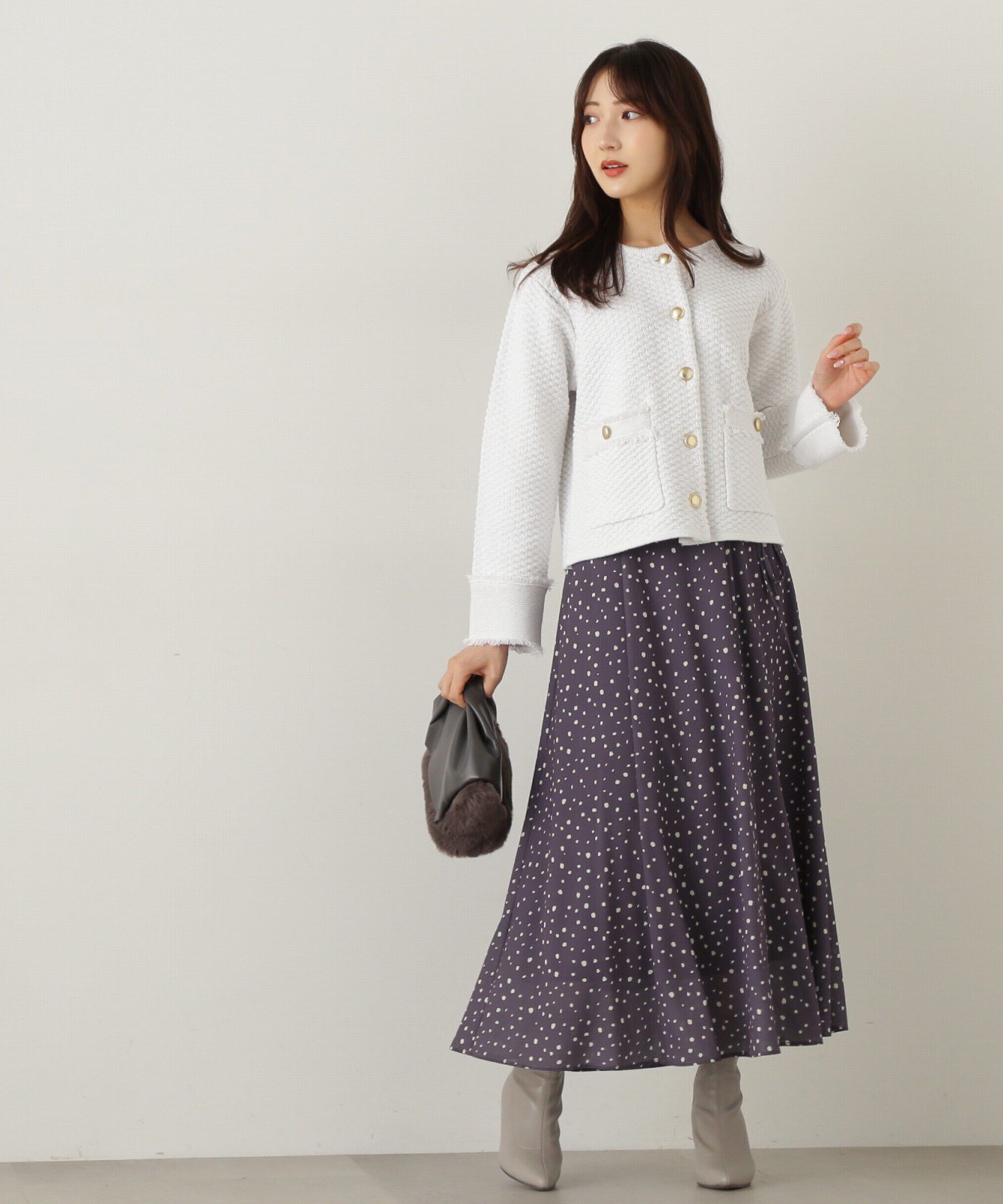 PROPORTION BODY DRESSING「ラメツイードニットカーディガン　WEB限定カラー：キャメル　24AW」|カーディガン|