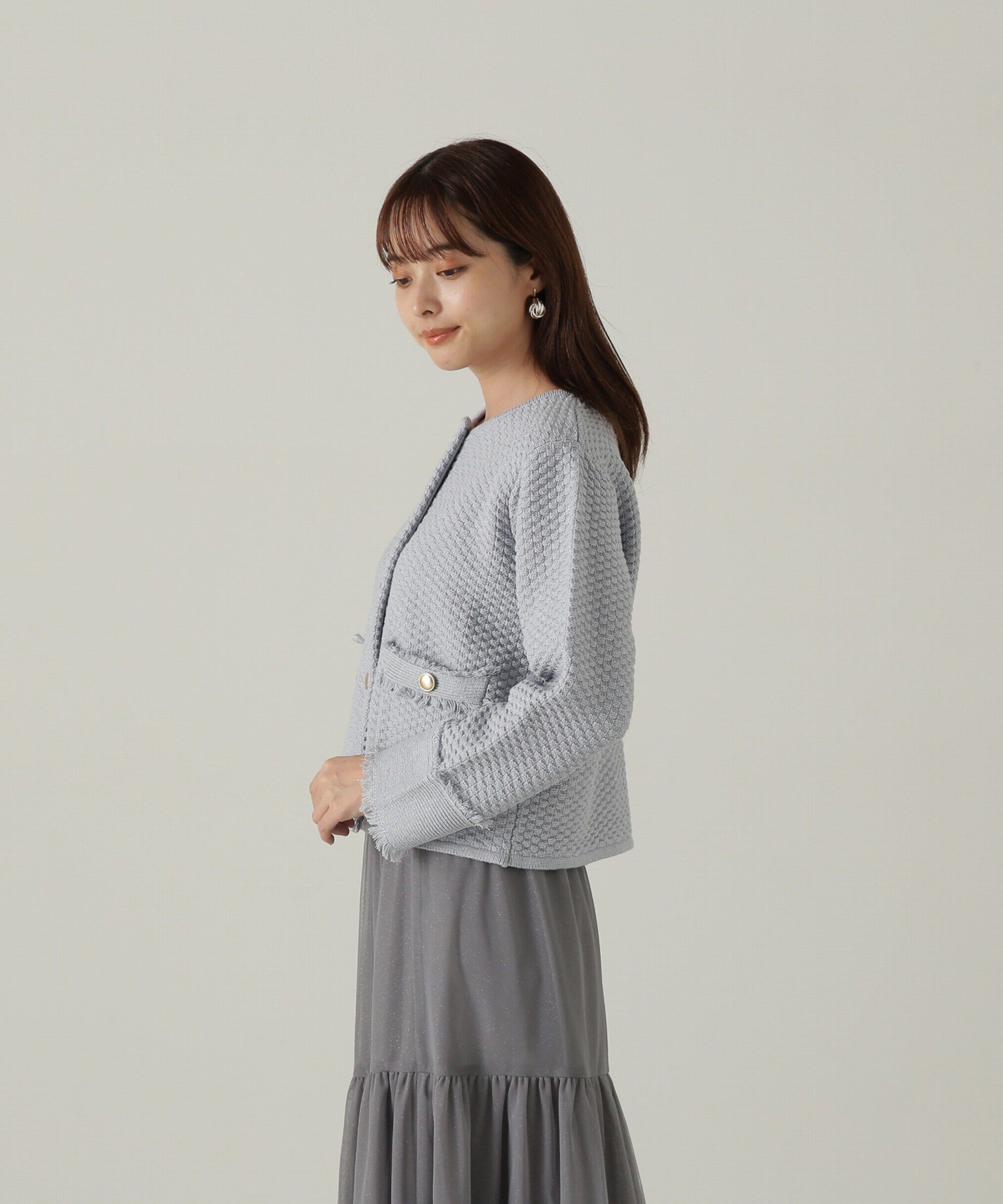 PROPORTION BODY DRESSING「ラメツイードニットカーディガン　WEB限定カラー：キャメル　24AW」|カーディガン|