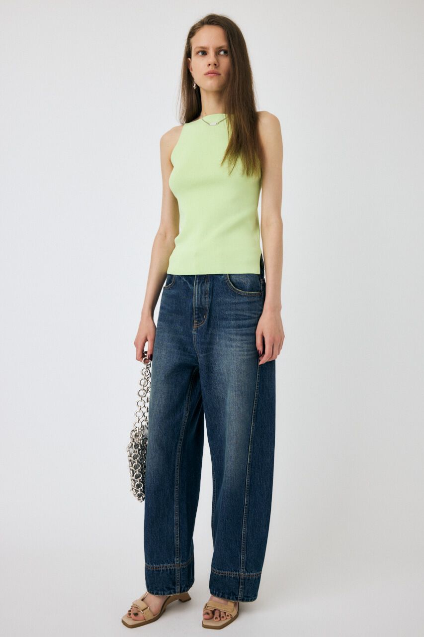 MOUSSY「OVER DYED CURVED バギー」|デニム|BLU