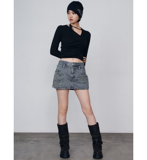 EMODA「チョーカーギャザーフィットニット」|ニット・セーター|