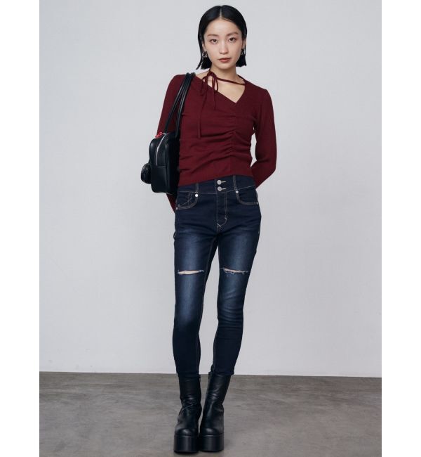 EMODA「チョーカーギャザーフィットニット」|ニット・セーター|