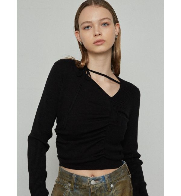 EMODA「チョーカーギャザーフィットニット」|ニット・セーター|ブラック
