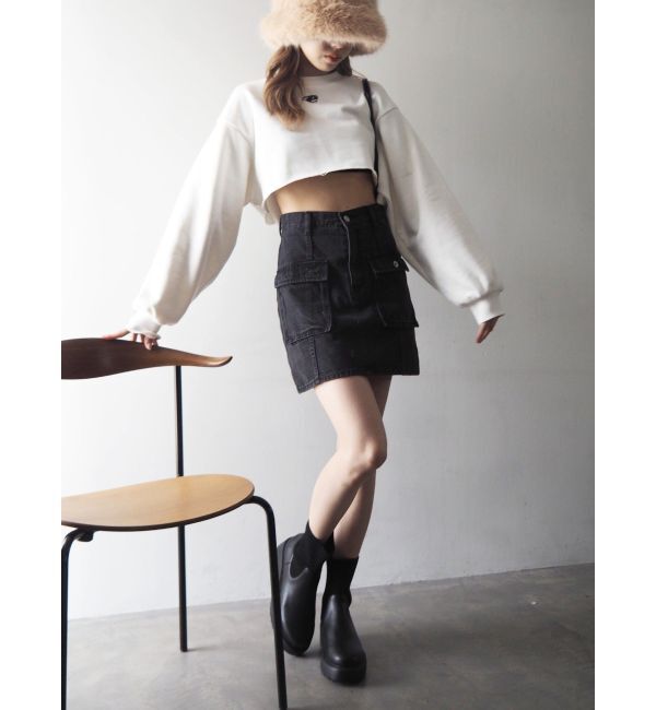 EVRIS「クロップドスウェットトップス【セットアップ着用可能】」|スウェット・ジャージ|