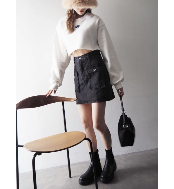 EVRIS「クロップドスウェットトップス【セットアップ着用可能】」|スウェット・ジャージ|