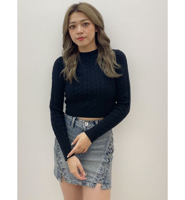 GYDA「ハイウエスSIDEサイドレースアップデニムスカートライクショートパンツ」|スカート|