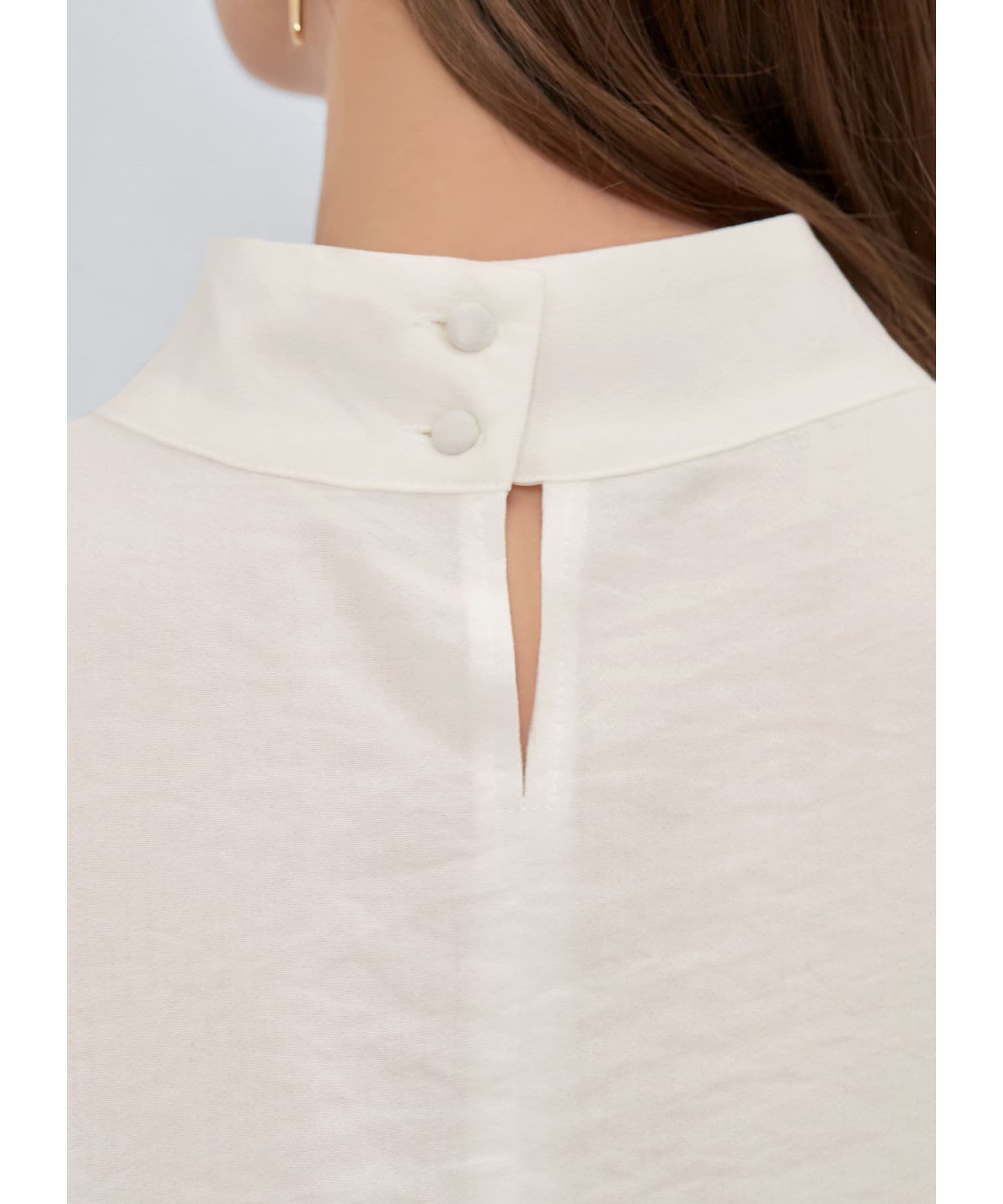 STYLE DELI「スタンドネック袖ギャザーブラウス」|シャツ・ブラウス|