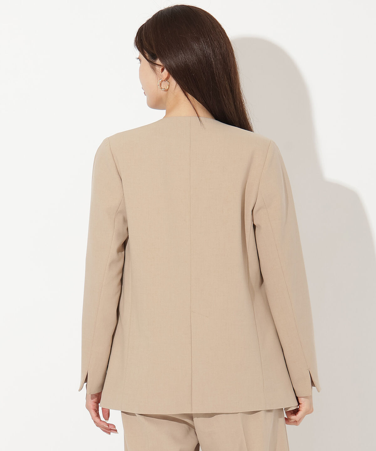 アンドクチュール「ノーカラーダブルジャケット」|ノーカラージャケット|