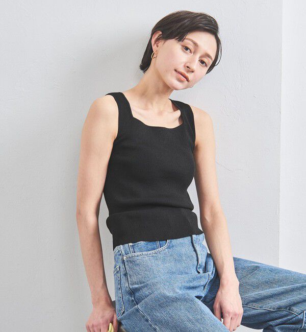 UNITED ARROWS「リブ スクエアネック ニットキャミソール」|ニット・セーター|BLACK