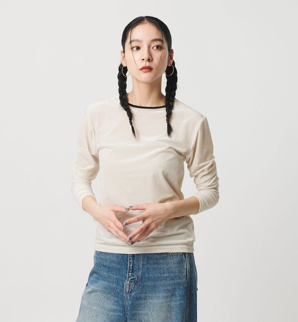 BEAUTY&YOUTH UNITED ARROWS「シアーベロア リンガーロングスリーブTシャツ」|Tシャツ・カットソー|OFF WHITE