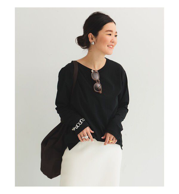 Demi-Luxe BEAMS 「【別注】ATON / DRY COTTON JERSEY ロングスリーブ Tシャツ」|Tシャツ・カットソー|BLACK