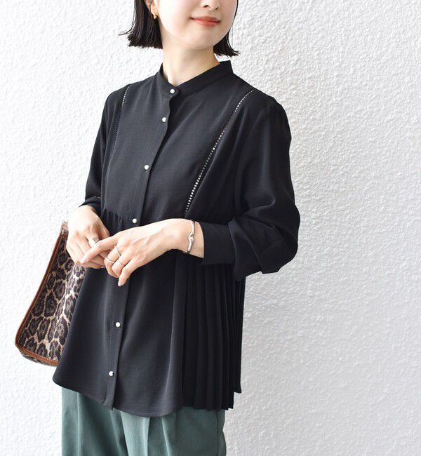 SHIPS for women「《一部追加予約》【WEB限定】〈手洗い可能〉ストレッチ ジョーゼット プリーツ ブラウス」|シャツ・ブラウス|