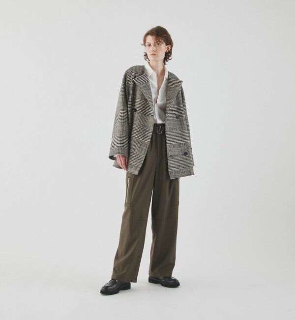 GALERIE VIE「グレナカートチェック カラーレストレンチショートコート」|ノーカラーコート|