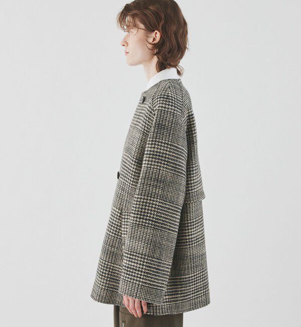 GALERIE VIE「グレナカートチェック カラーレストレンチショートコート」|ノーカラーコート|