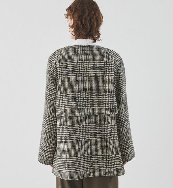 GALERIE VIE「グレナカートチェック カラーレストレンチショートコート」|ノーカラーコート|