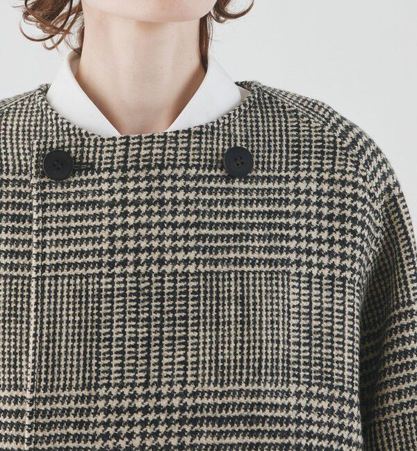 GALERIE VIE「グレナカートチェック カラーレストレンチショートコート」|ノーカラーコート|