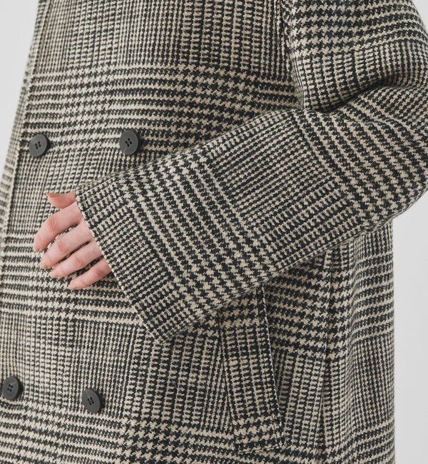 GALERIE VIE「グレナカートチェック カラーレストレンチショートコート」|ノーカラーコート|