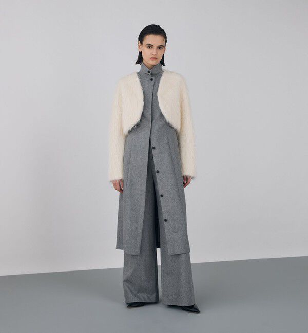 DES PRES「アルパカロングシャギー クロップドジャケット」|ノーカラージャケット|