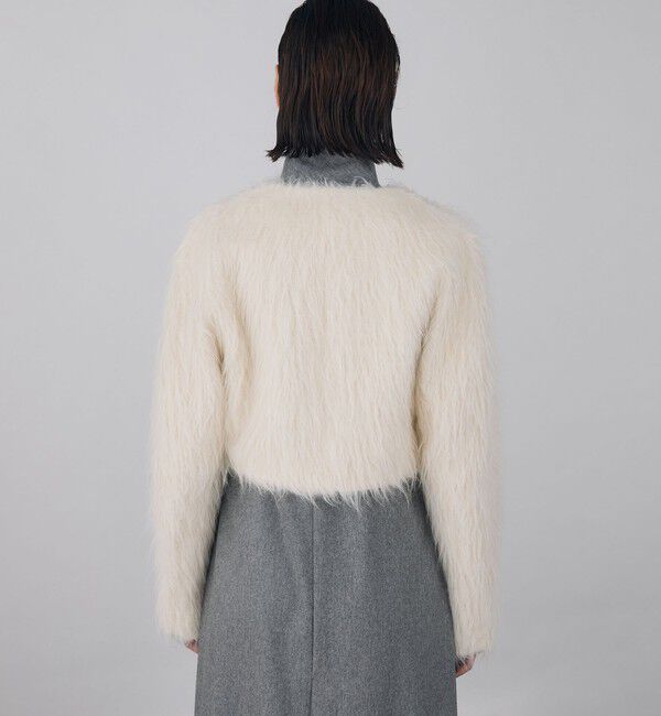 DES PRES「アルパカロングシャギー クロップドジャケット」|ノーカラージャケット|