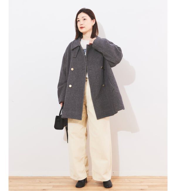 追加》SUPER120/MANTECOステンカラーショートコート（journal standard