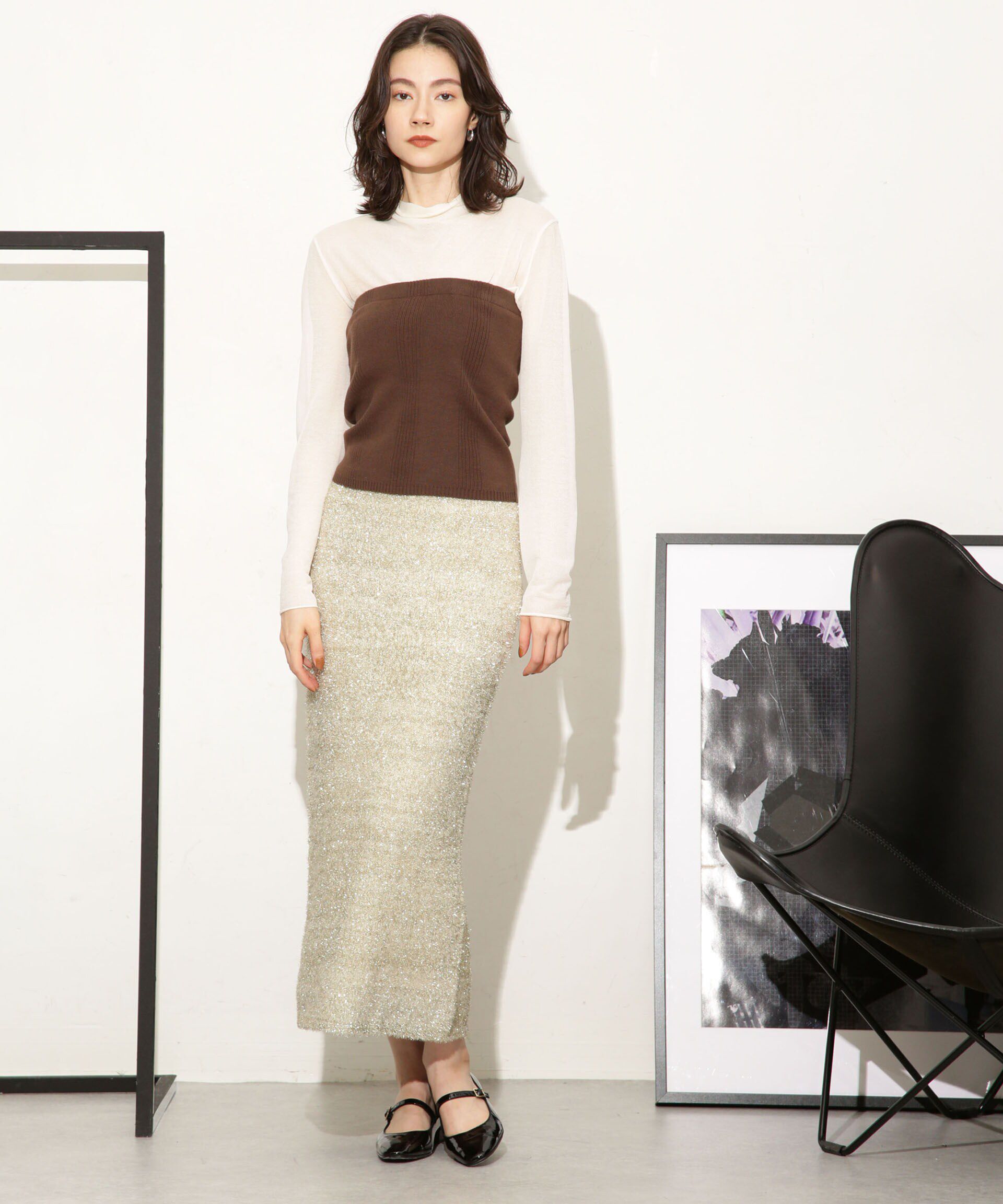 nano･universe「ラメシャギーニットスカート」|スカート|