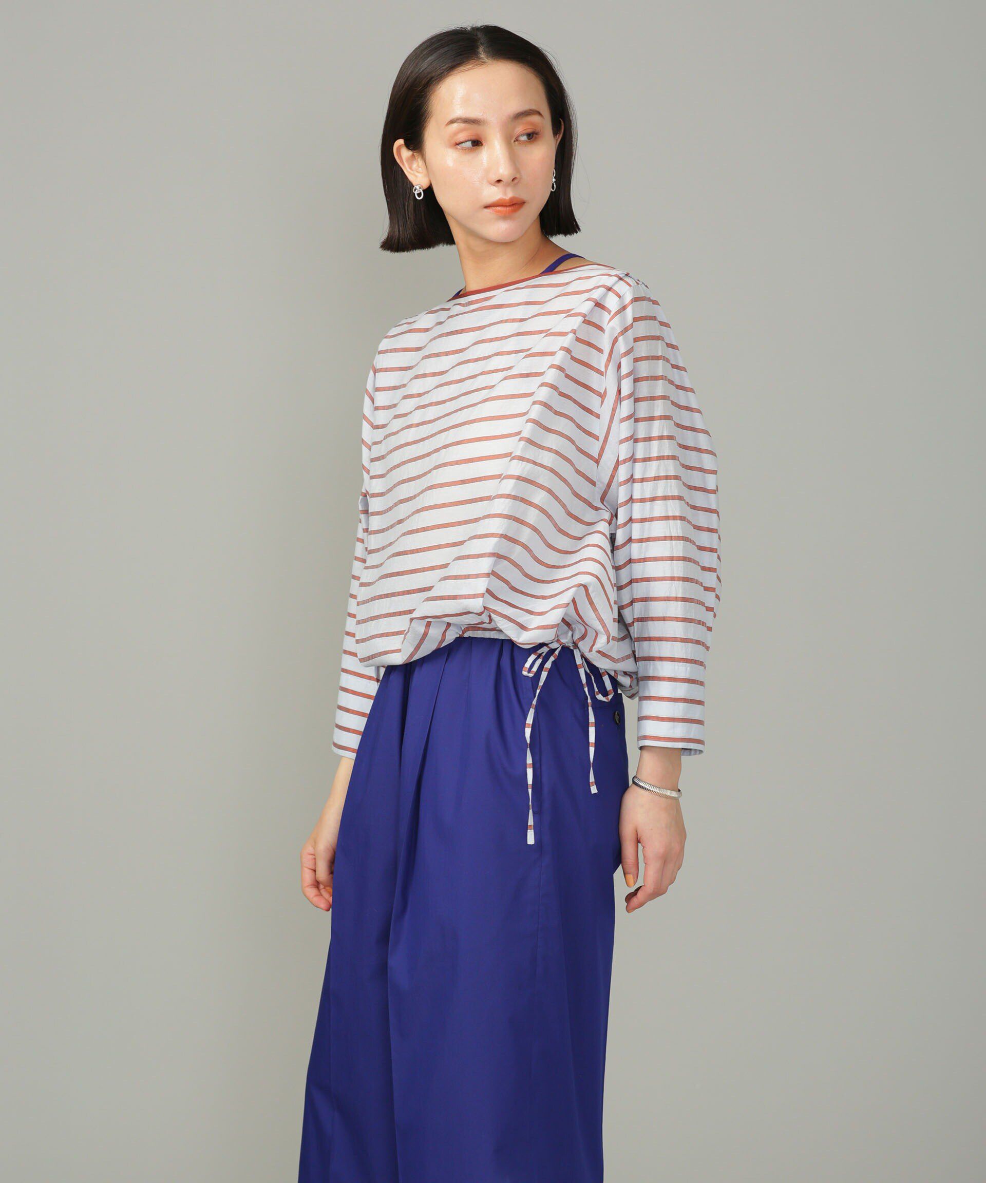 nano･universe「シアーボーダーブラウス」|シャツ・ブラウス|