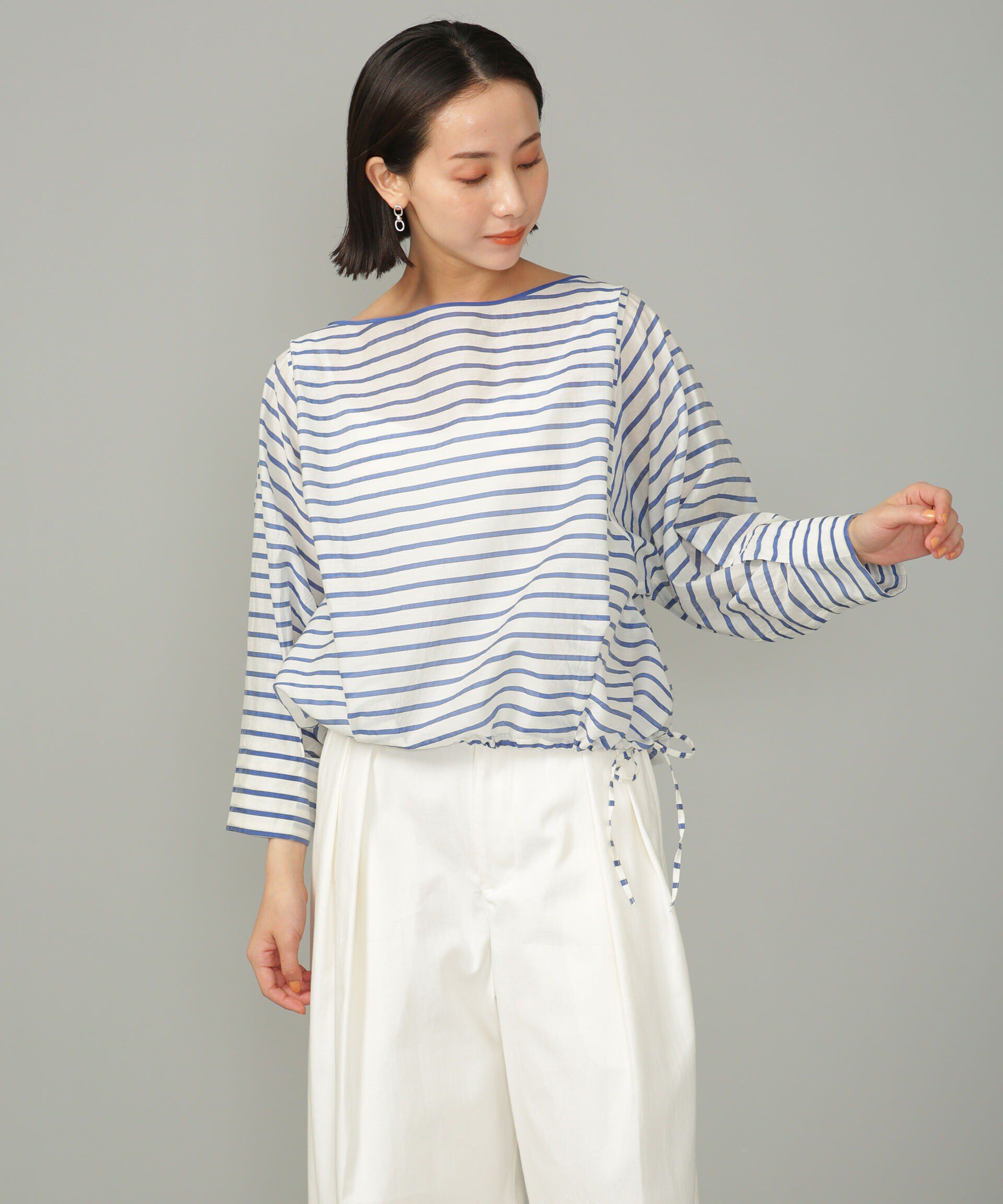 nano･universe「シアーボーダーブラウス」|シャツ・ブラウス|