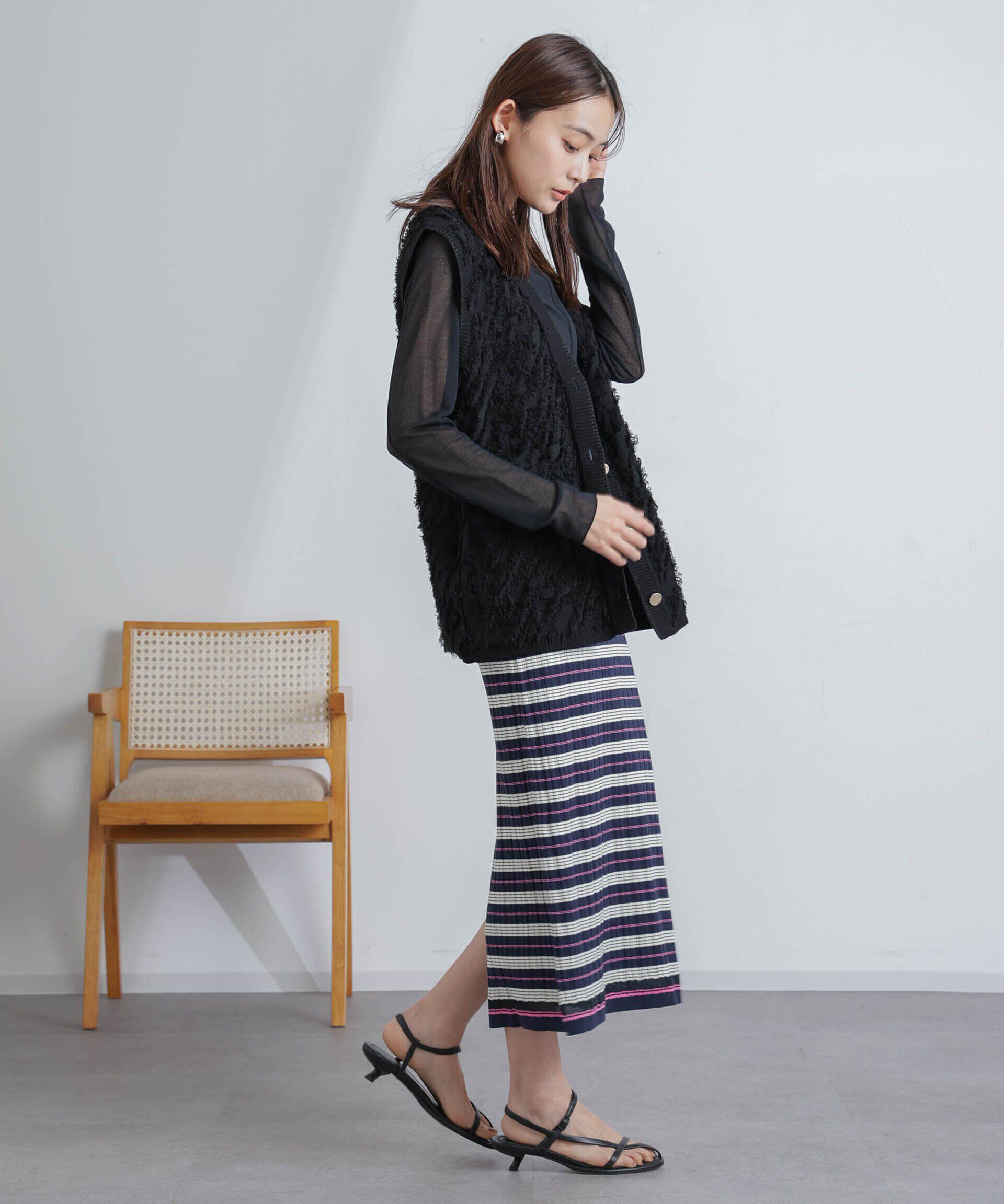 nano･universe「フリンジニットベスト(セットアップ可)」|ニット・セーター|