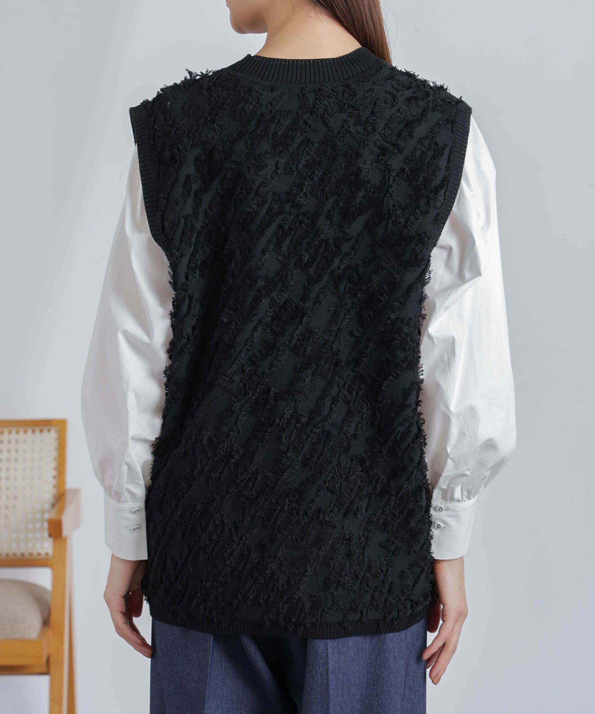 nano･universe「フリンジニットベスト(セットアップ可)」|ニット・セーター|