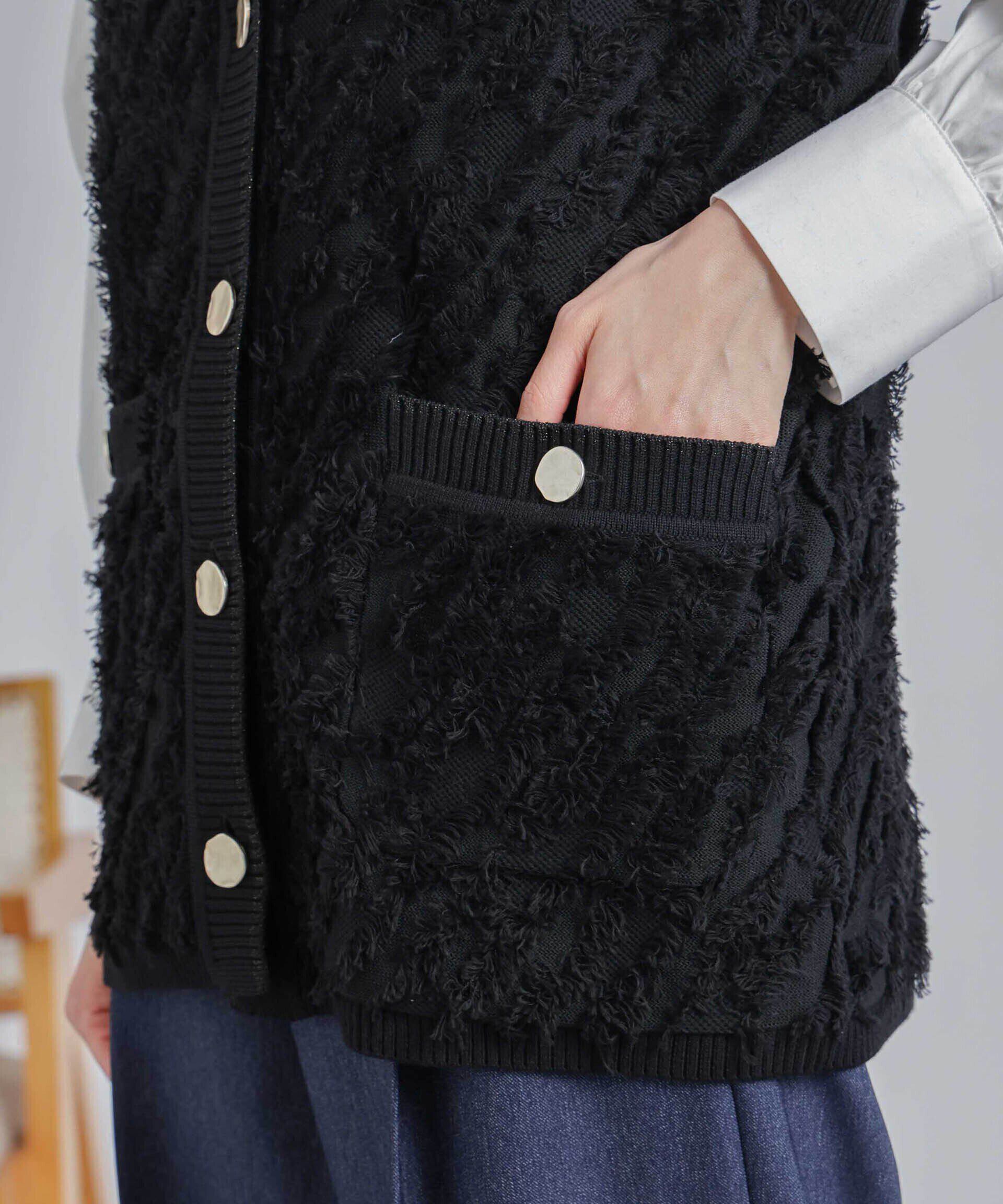 nano･universe「フリンジニットベスト(セットアップ可)」|ニット・セーター|