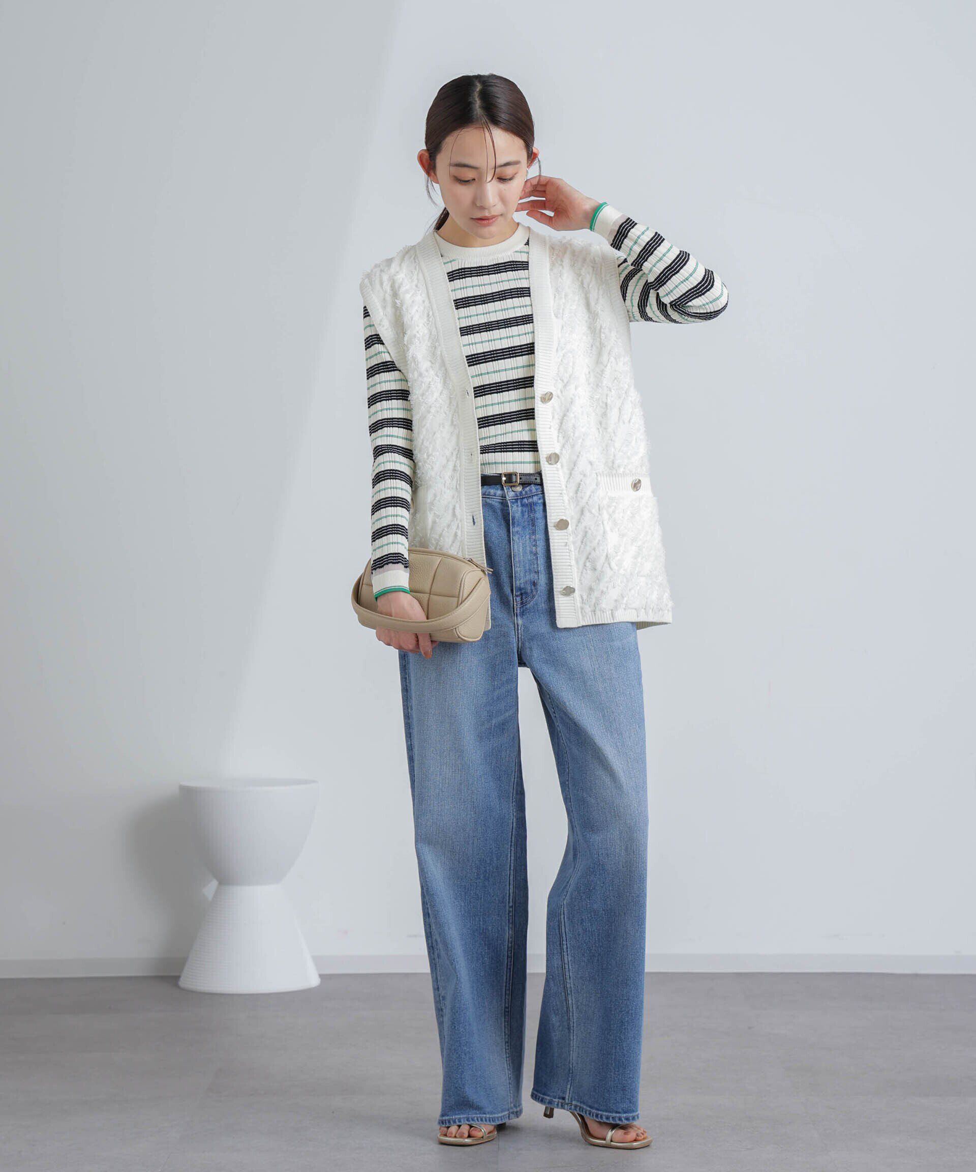 nano･universe「フリンジニットベスト(セットアップ可)」|ニット・セーター|