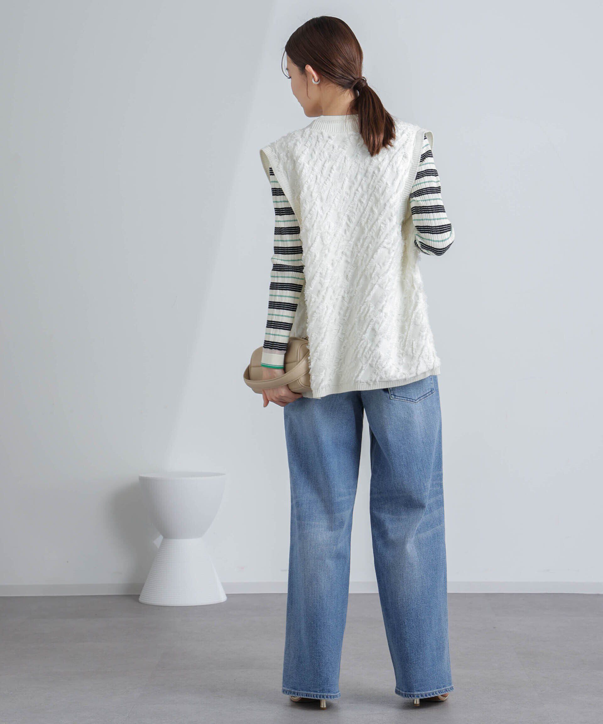 nano･universe「フリンジニットベスト(セットアップ可)」|ニット・セーター|