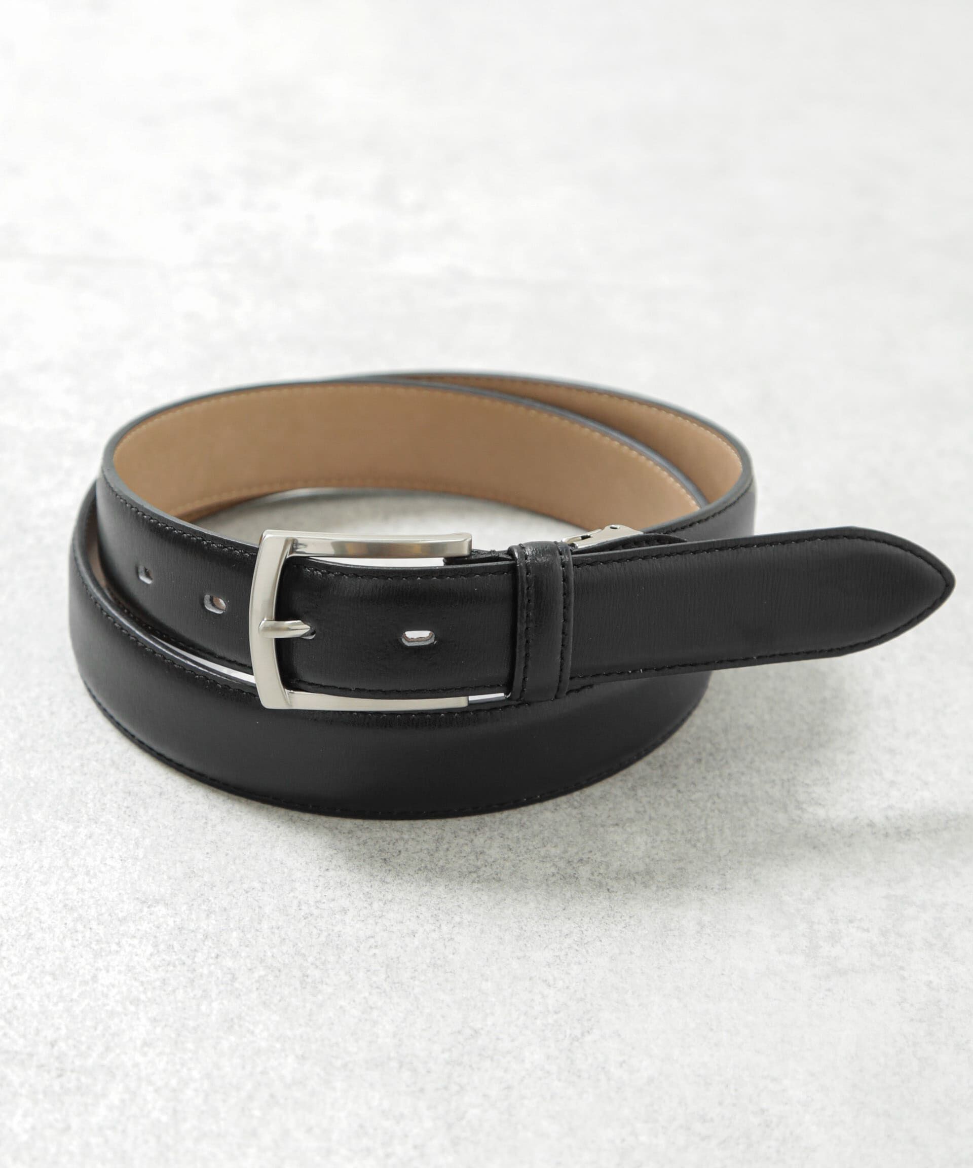 nano･universe「日本製 水シボスプリットレザーベルト」|ベルト|ブラック